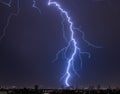 A massive lightning bolt strikes the Midtown Phoenix Arizona skyline