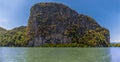 A massive limestone stack on the way to Phang Nga Bay, Thailand