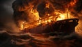 massive lng tanker ship navigating stormy ocean at night symbolizing the global fuel industry