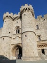 Massive medieval walls and towers guard  Palace of the Grand Master Royalty Free Stock Photo