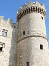 Massive medieval walls and towers guard  Palace of the Grand Master Royalty Free Stock Photo