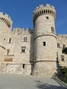 Massive medieval walls and towers guard  Palace of the Grand Master Royalty Free Stock Photo