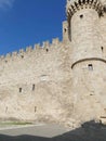 Massive medieval walls and towers guard  Palace of the Grand Master Royalty Free Stock Photo