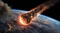 Massive meteor approaching Earth, seconds before impact during extinction event Royalty Free Stock Photo