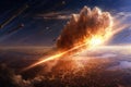 Massive Meteorite Hurtles Through The Atmosphere, Creating Sonic Boom As It Approaches. Generative AI