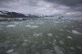 Seascape near massive monaco glacier Royalty Free Stock Photo