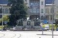 Massive monument on the background of the building