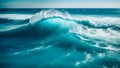 Massive Ocean Wave Curling Against Blue Sky