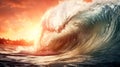 a massive ocean wave rises majestically Royalty Free Stock Photo