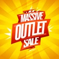 Massive outlet sale vector banner, advertising discounts poster