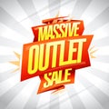 Massive outlet sale vector banner mockup with red ribbon