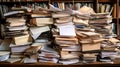 A Massive Pile Of Papers And Books Occupies A Table Royalty Free Stock Photo