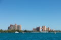 Massive Pink Resort on Blue Water