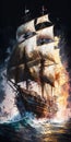 Massive Pirate Ship large splashes large transparent