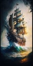 Massive Pirate Ship large splashes large transparent