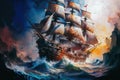 Massive Pirate Ship large splashes large transparent