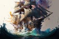 Massive Pirate Ship large splashes large transparent