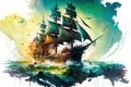 Massive Pirate Ship large splashes large transparent