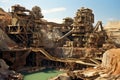 Massive Quarry machinery mine iron. Generate Ai Royalty Free Stock Photo