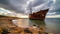 Rusty Shipwreck on a Stormy Coast Royalty Free Stock Photo