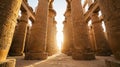 massive sandstone pillars part of the ancient karnak temple complex in luxor, egypt Royalty Free Stock Photo