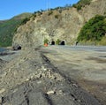 Massive Slip is Cleared from the Raramai Road Tunnels Kaikoura.