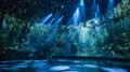 A massive soundstage transformed into a virtual jungle complete with holographic trees animals and effects Royalty Free Stock Photo