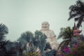 Massive statue of the Sitting Smiling Buddha at the Vinh Tranh P