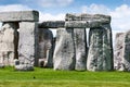 Massive stone trilithons of Stonehenge World Heritage site, Salisbury Plain, Wiltshire, UK. Royalty Free Stock Photo