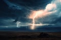 A massive storm cloud illuminated by bright bolts of lightning. Generative AI Royalty Free Stock Photo