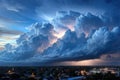 Massive storm clouds gather over small town at dusk Royalty Free Stock Photo