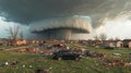 Massive Tornado Aftermath Suburban Destruction Scene Royalty Free Stock Photo