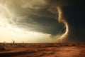 Massive tornado, cyclone on land with huge clouds. Royalty Free Stock Photo