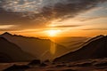 a massive triangular shadow cast by a mountain at sunrise or sun Royalty Free Stock Photo