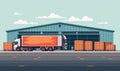 A Massive Truck Parked in Front of a Warehouse Royalty Free Stock Photo