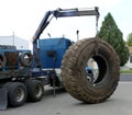 A massive truck tire. Royalty Free Stock Photo