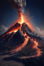 Massive Volcanic Eruption and Lava Flow. Generative Ai