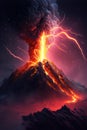 Massive Volcanic Eruption and Lava Flow. Generative Ai