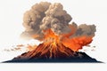 Massive Volcano Eruption Isolated On Transparent Background