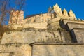 Massive wall of the historic castle in Bernburg