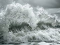 A massive wave crashes violently onto the shore on a bleak, overcast day at the North Pole Royalty Free Stock Photo