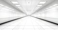 A massive white empty room features square lights on the ceiling and a reflective floor, depicted in 3D rendering Royalty Free Stock Photo