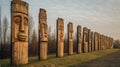 Massive wooden totems. Generative AI