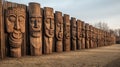 Massive wooden totems. Generative AI
