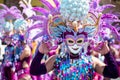 Masskara Festival street dance parade participant facing the cam Royalty Free Stock Photo