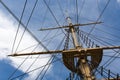 Mast of a big old sailing ship Royalty Free Stock Photo