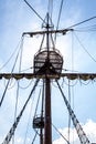 Mast and crow's nest of the sailing ship Royalty Free Stock Photo