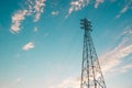 Mast electrical power line against sky. Royalty Free Stock Photo