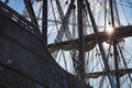 Mast and folded sails of an old galleon Royalty Free Stock Photo