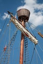 Mast with the foretop on sailboat Royalty Free Stock Photo